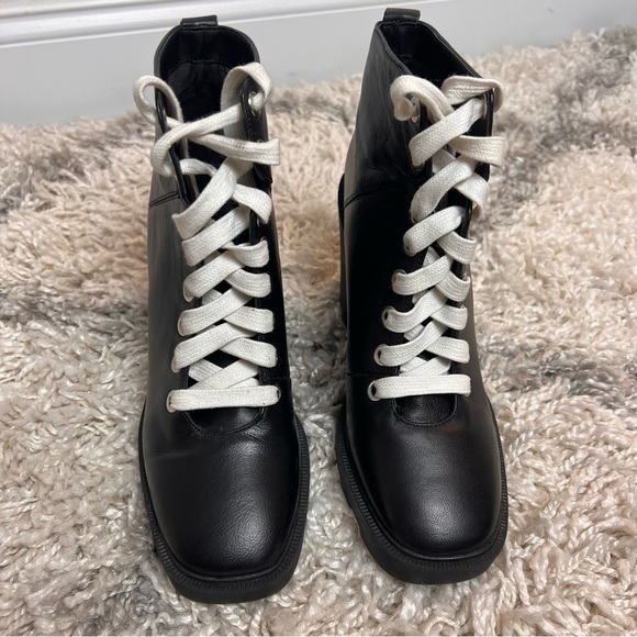 ASOS DESIGN Enola Black leather chunky hiker boots - Picture 3 of 9